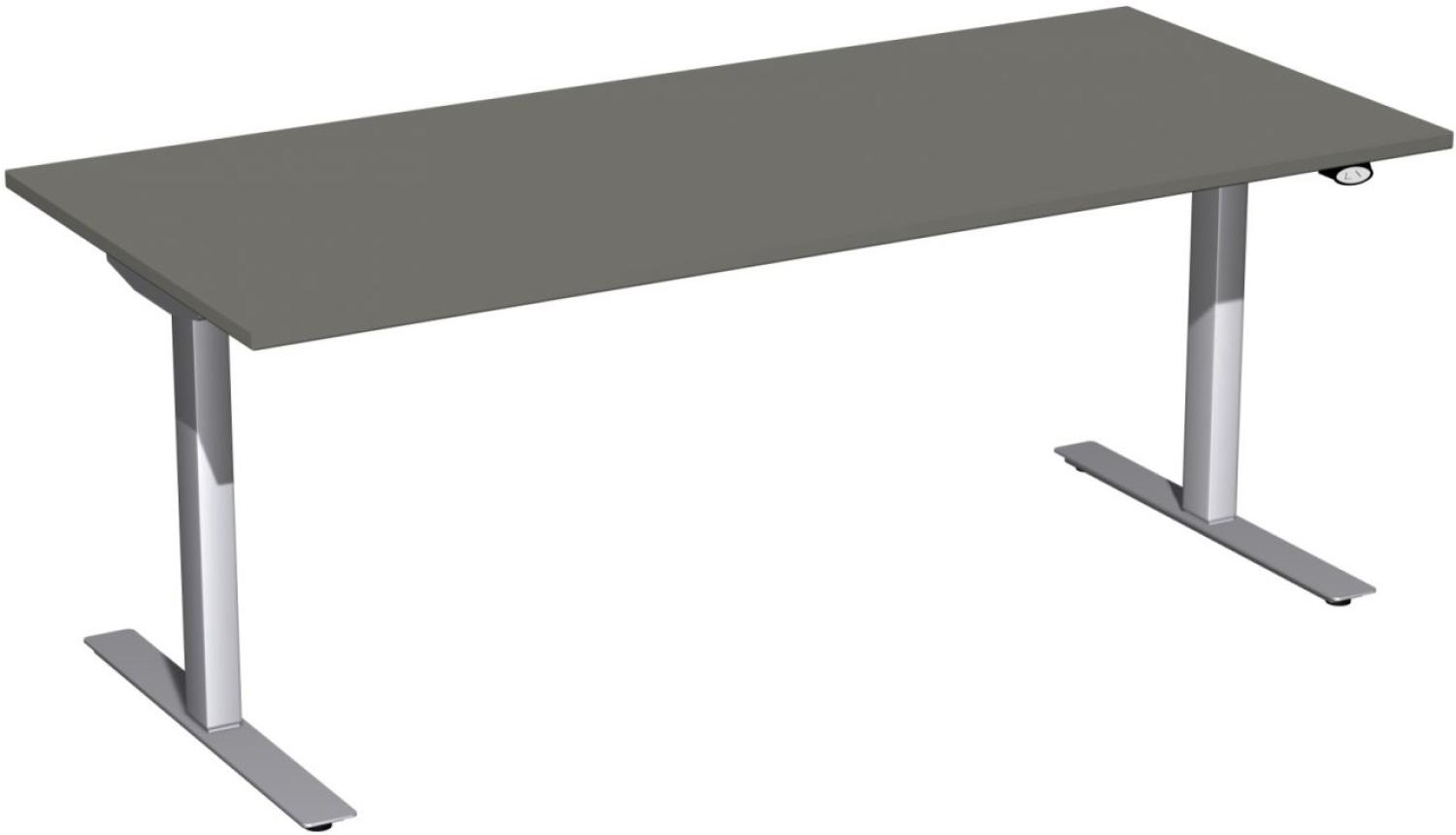 Elektro-Hubtisch 'Flex', höhenverstellbar, 180x80x68-116cm, gerade, Graphit / Silber Bild 1