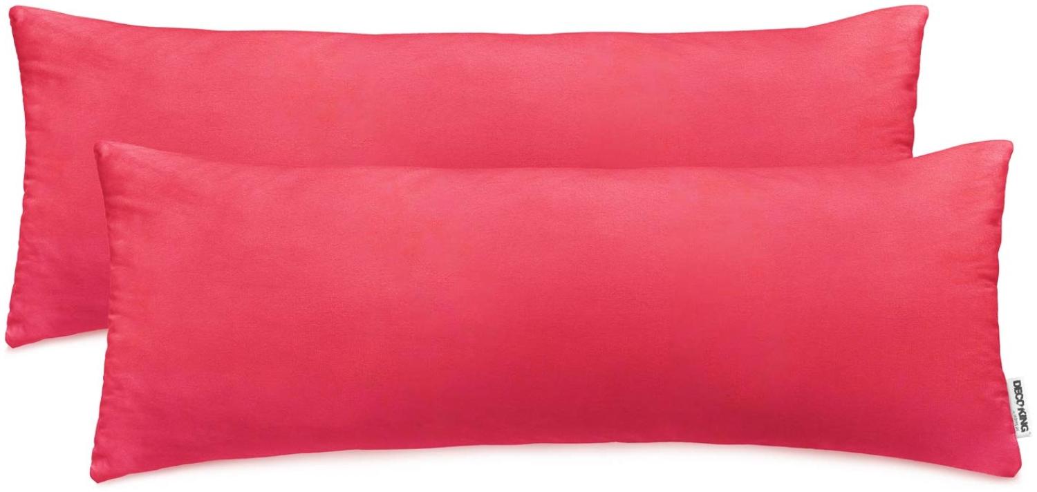 DecoKing 2 Kissenbezüge 40x145 cm Jersey Baumwolle Reißverschluss pink Amber Bild 1