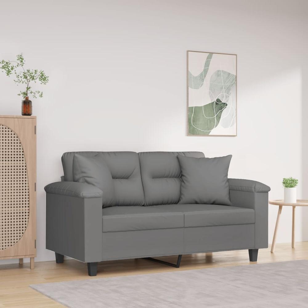 vidaXL 2-Sitzer-Sofa mit Kissen Dunkelgrau 120 cm Mikrofasergewebe Bild 1