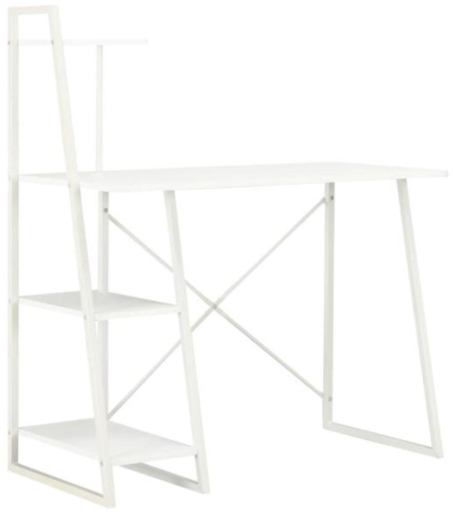 Schreibtisch mit Regaleinheit, Spanplatte Weiß, 102 × 50 × 117 cm Bild 1