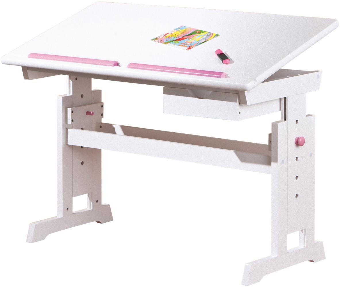 Schreibtisch Batur 1 Schublade weissblau/ pink Tisch Bürotisch PC Computertisch Bild 1