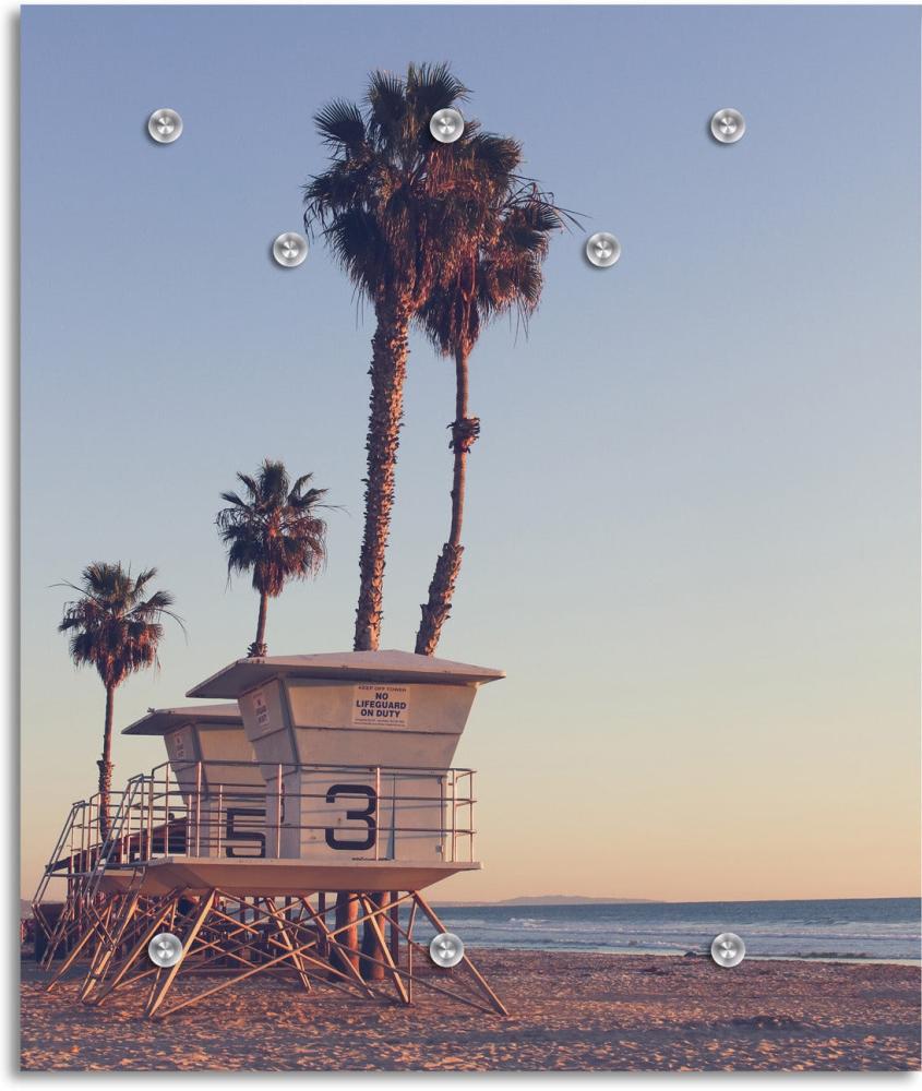 Queence Garderobe - "Day On The Beach" Druck auf hochwertigem Arcylglas inkl. Edelstahlhaken und Aufhängung, Format: 100x120cm Bild 1
