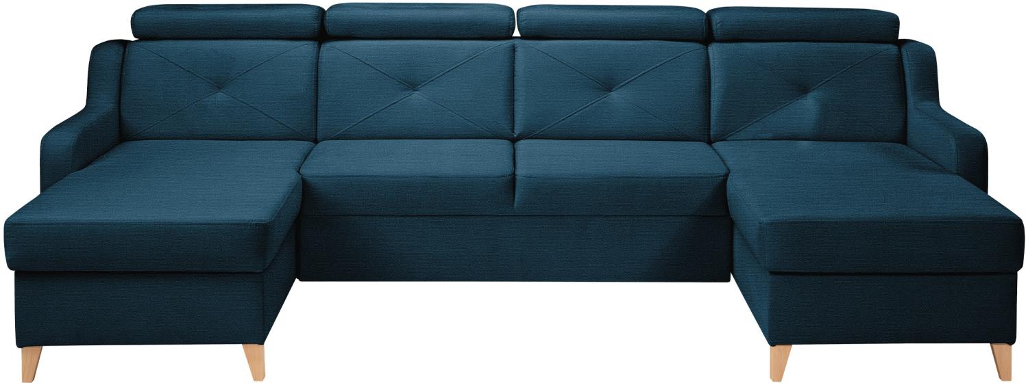 Ecksofa Enikor U mit Verstellbare Kopfstütze, Schlaffunktion und Bettkasten (Farbe: Kronos 05) Bild 1