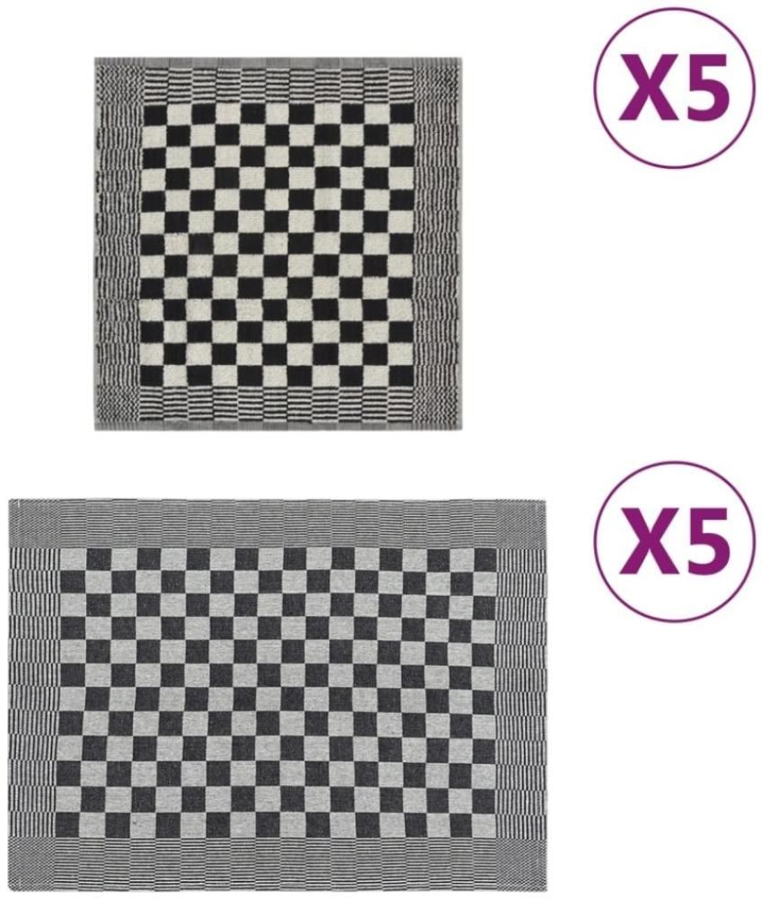 vidaXL 10-tlg. Handtuch-Set Schwarz und Weiß Baumwolle Bild 1
