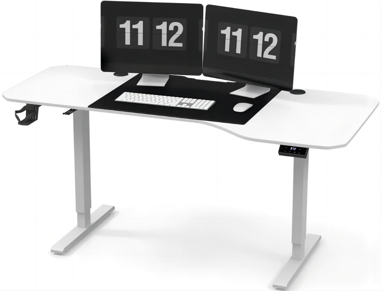 JUMMICO HöHenverstellbarer Schreibtisch 160 cm L-förmiger Schreibtisch Höhenverstellbar Elektrisch,Ergonomie Gaming Tisch(Weiß) Bild 1