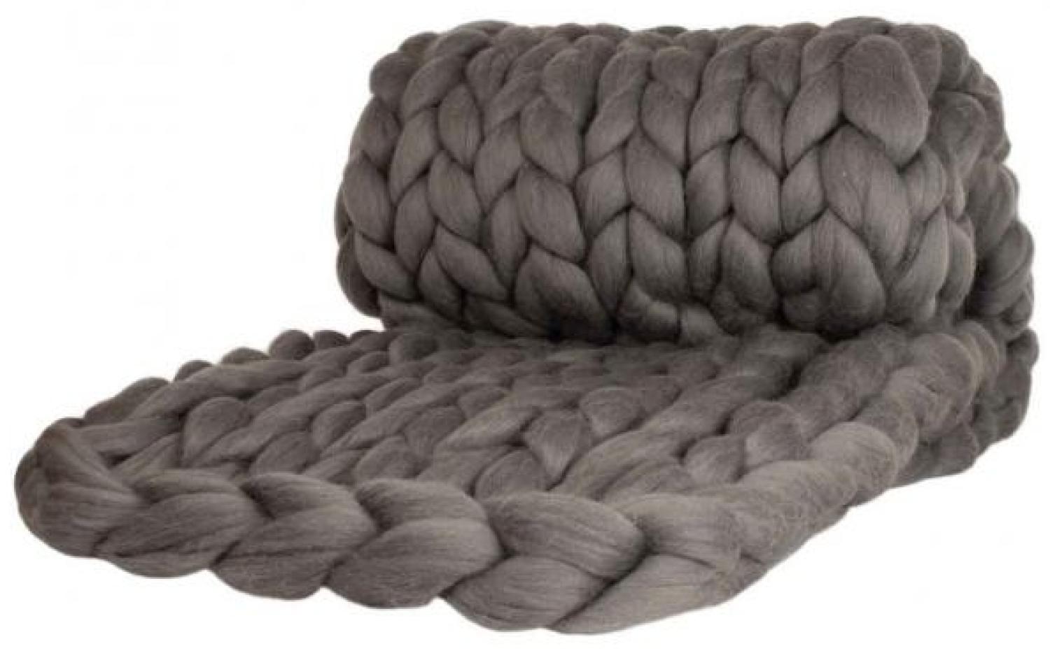 Wolldecke Cosima Chunky Knit medium 100x150cm, grau Bild 1