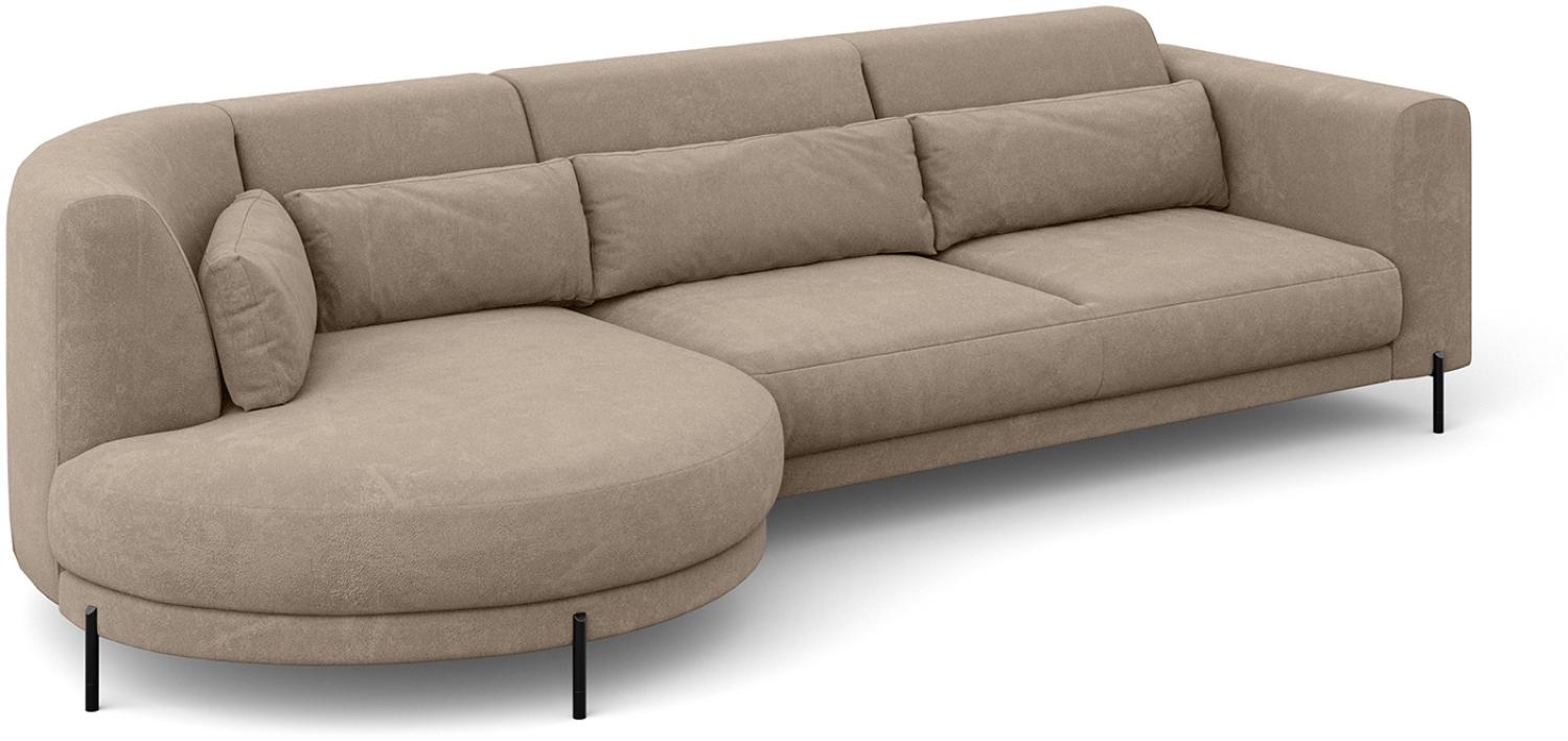 MEBLINI Ecksofa mit Kissen und Metallbeinen - Abgerundetes Sofa - Couch L-Form - Eckcouch - Wohnlandschaft - BOBBY - 319x159x89cm Links - Braun Samt Bild 1