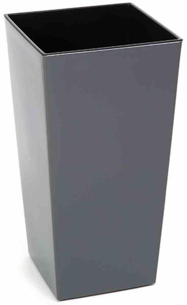 Pflanzgefäß LYON, anthrazit Hochglanzoptik, 30 x 30 x 57 cm Kunststoffgefäß mit Einsatz Bild 1
