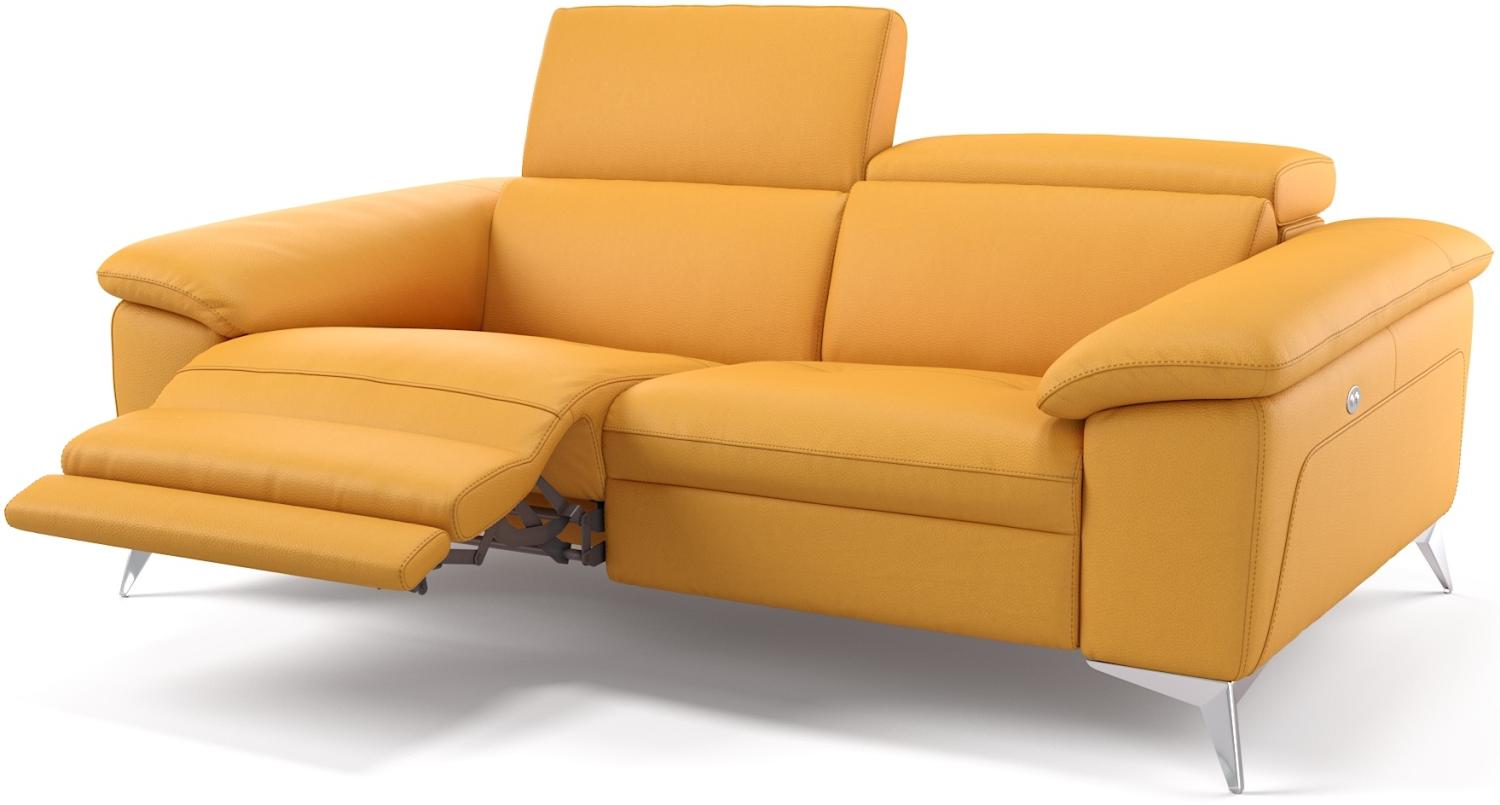 Sofanella Ledergarnitur STELLA Ledercouch 2-Sitzer Sofa in Gelb Bild 1