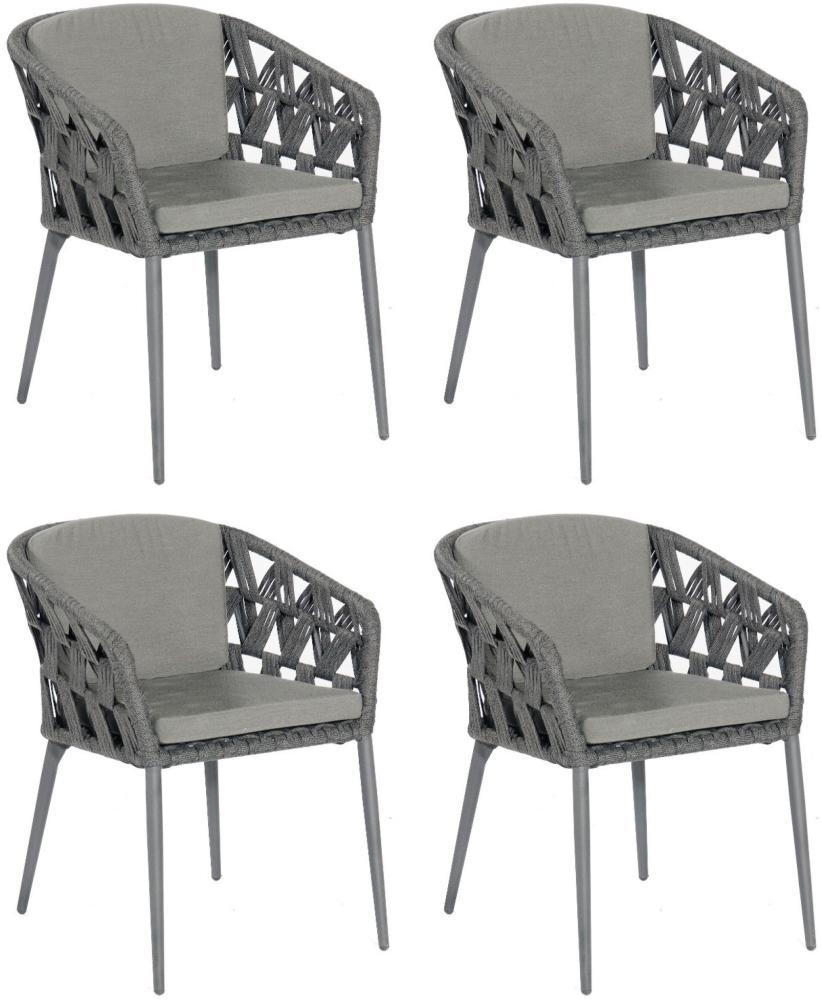 Sonnenpartner 4er-Set Gartensessel Fairmont Aluminium mit Polyrope schwarzgrau Gartenstuhl Sessel Bild 1