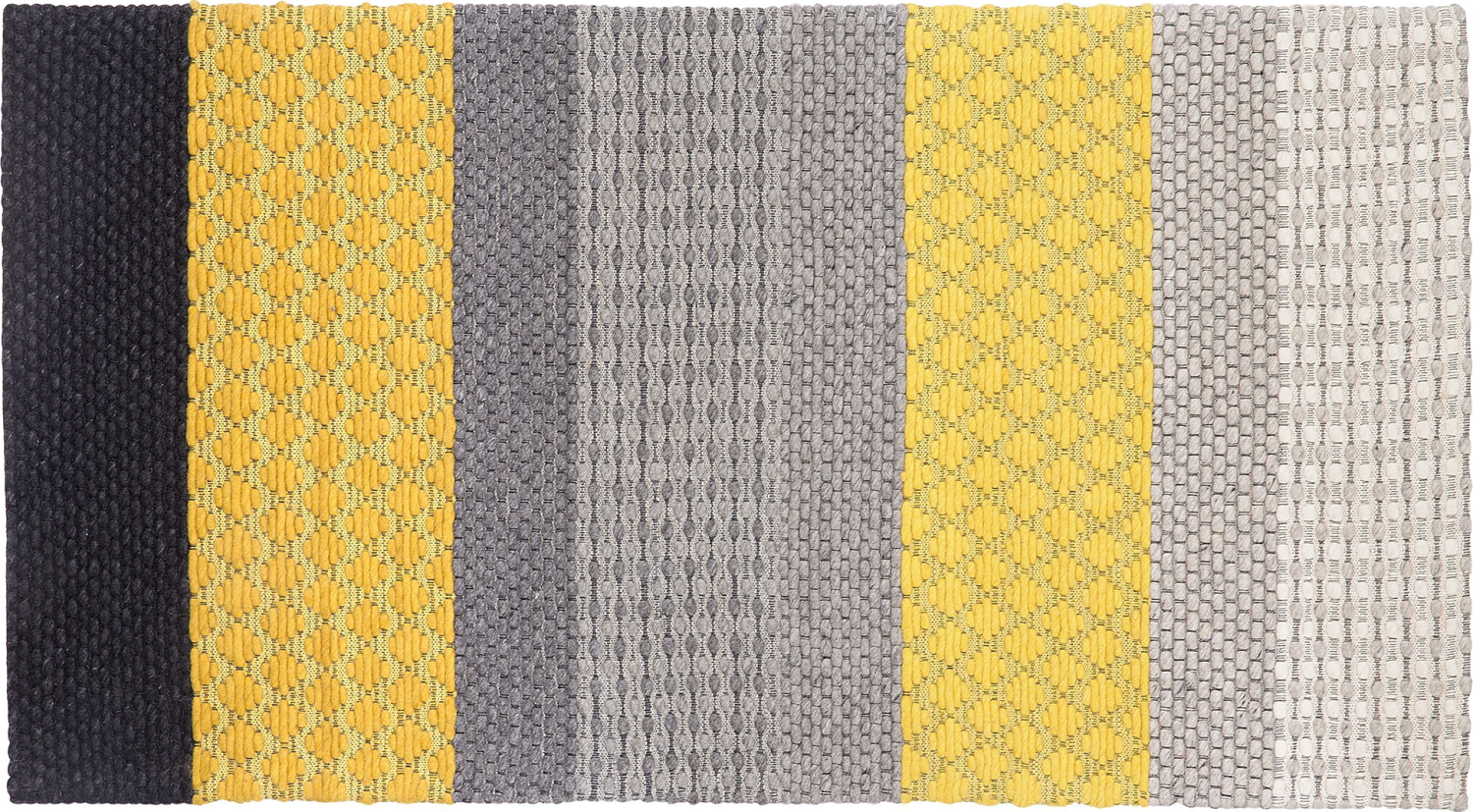 Teppich Wolle grau / gelb 80 x 150 cm Streifenmuster Kurzflor AKKAYA Bild 1