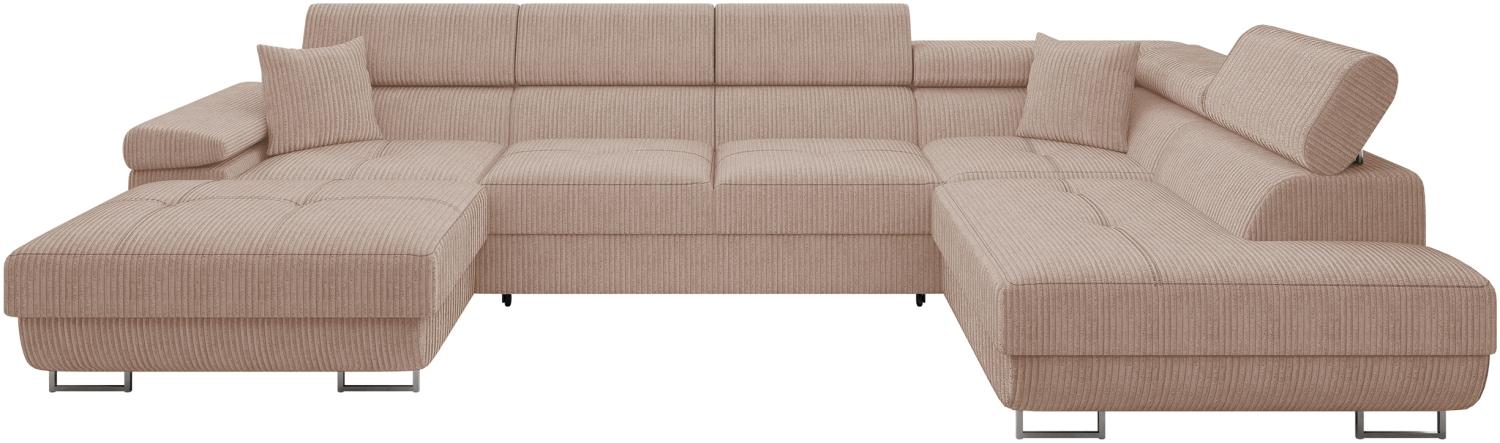 Ecksofa Torezio Bis Cord mit Bettkasten, Schlaffunktion und Einstellbare Kopfstützen (Farbe: Poso 52, Seite: Rechts) Bild 1