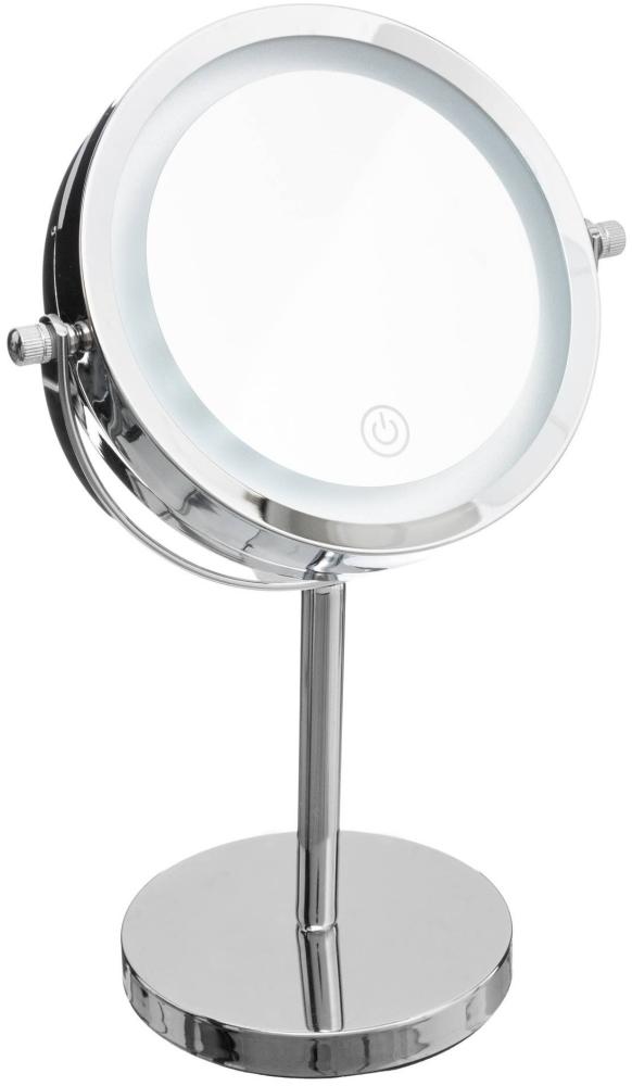 LED-Kosmetikspiegel, rund, stehend, Metall Bild 1