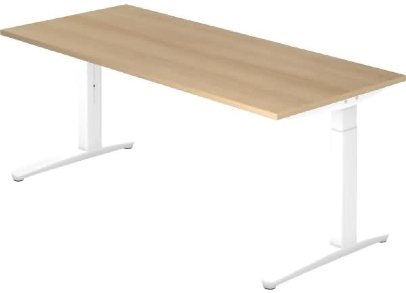 'XB19' Schreibtisch, C-Fuß, 180x80cm, Eiche / Weiß Bild 1