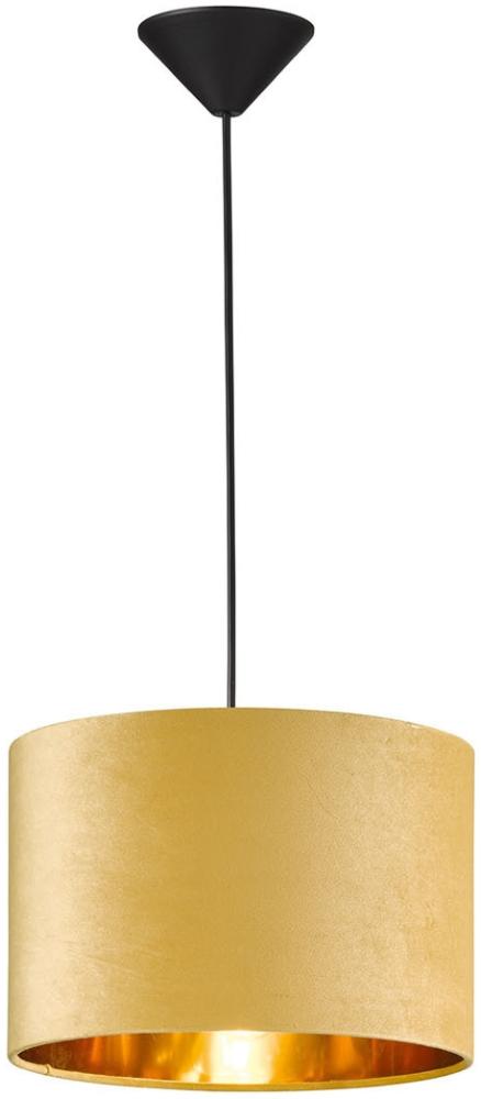 LED Pendelleuchte mit Lampenschirm Samt Gelb - innen Gold Ø 30cm Bild 1