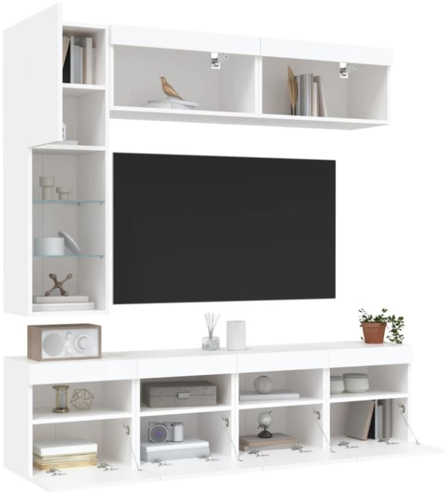 vidaXL 7-tlg. TV-Wohnwand mit LED-Leuchten Weiß Bild 1