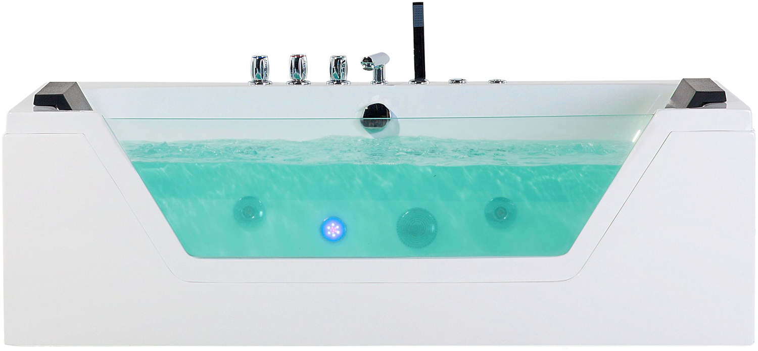 Whirlpool Badewanne weiß LED Unterwasserbeleuchtung 153 x 71 cm SAMANA Bild 1
