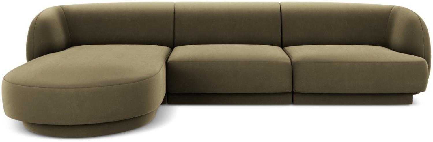 Micadoni 4-Sitzer Samtstoff Ecke links Sofa Miley | Bezug Green | Beinfarbe Black Plastic Bild 1