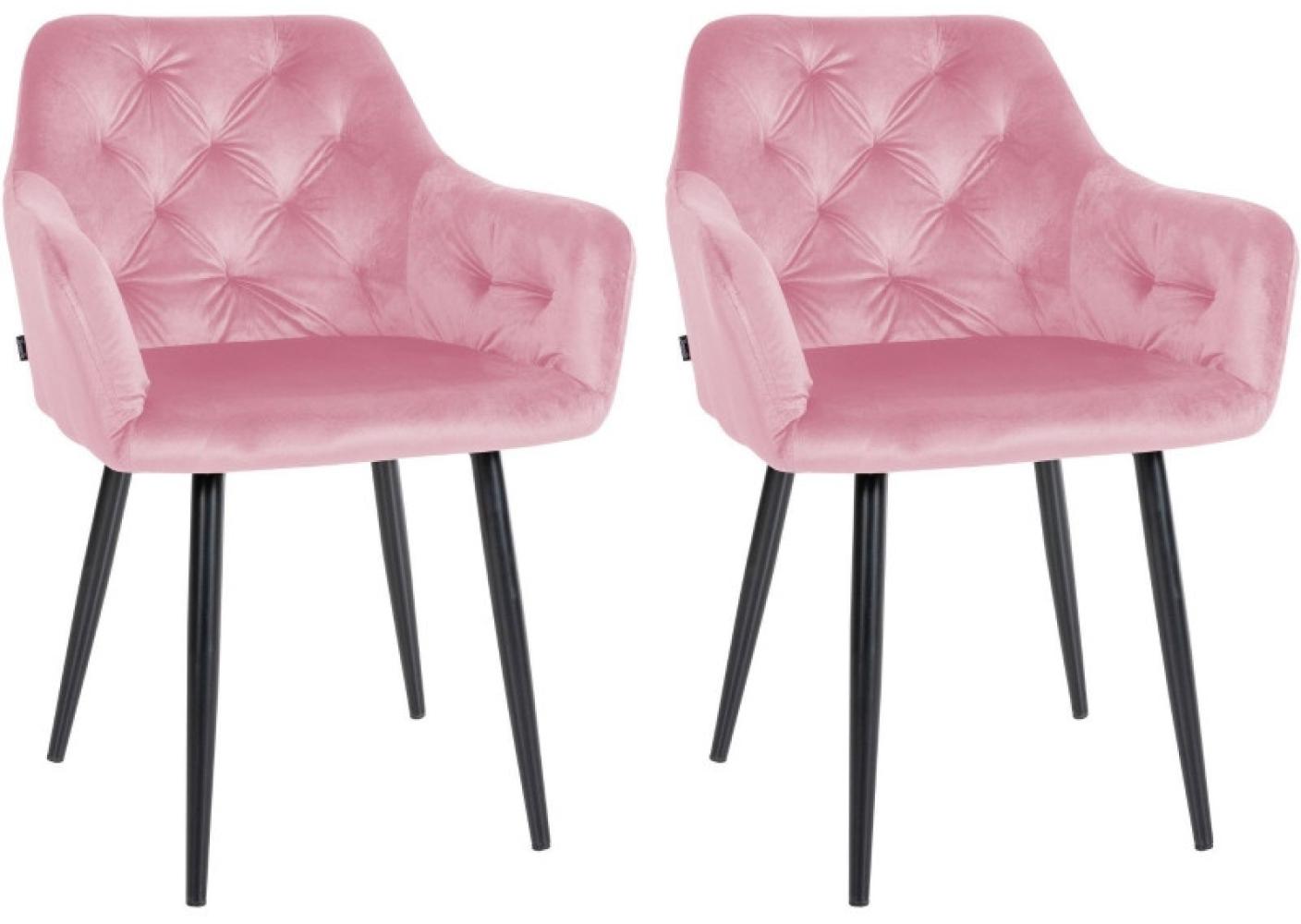 2er Set Esszimmerstühle Stanley Samt (Farbe: pink) Bild 1