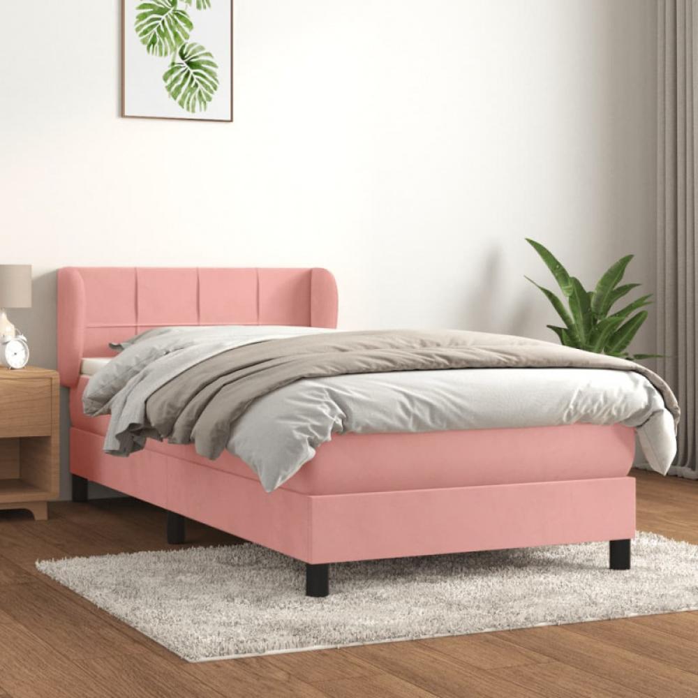 Boxspringbett mit Matratze Rosa 100x200 cm Samt (Farbe: Rosa) Bild 1