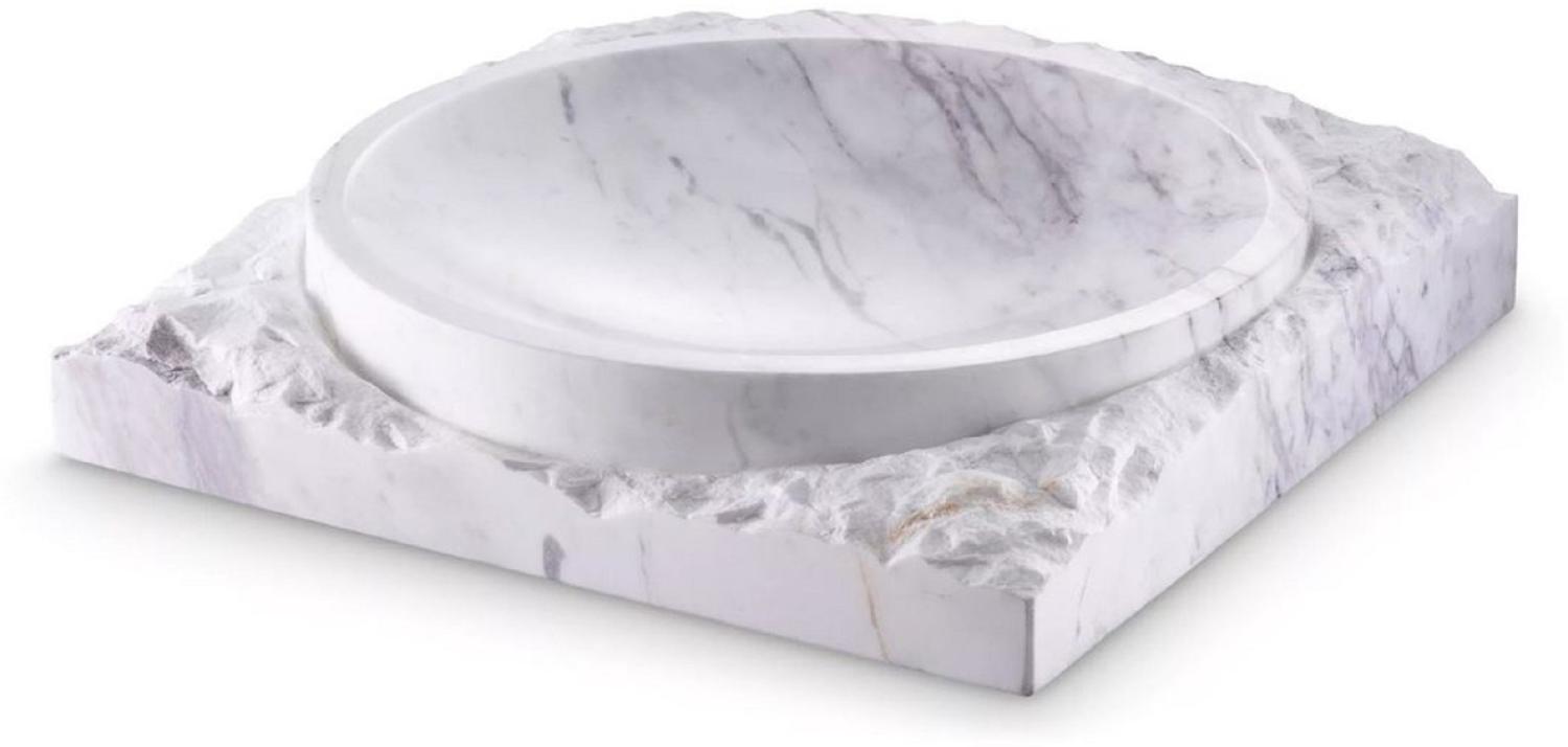 Casa Padrino Luxus Deko Marmor Schale Weiß 30,5 x 30,5 x H. 6 cm - Obstschale aus hochwertigem Marmor - Hotel & Restaurant Deko Accessoires - Luxus Qualität Bild 1