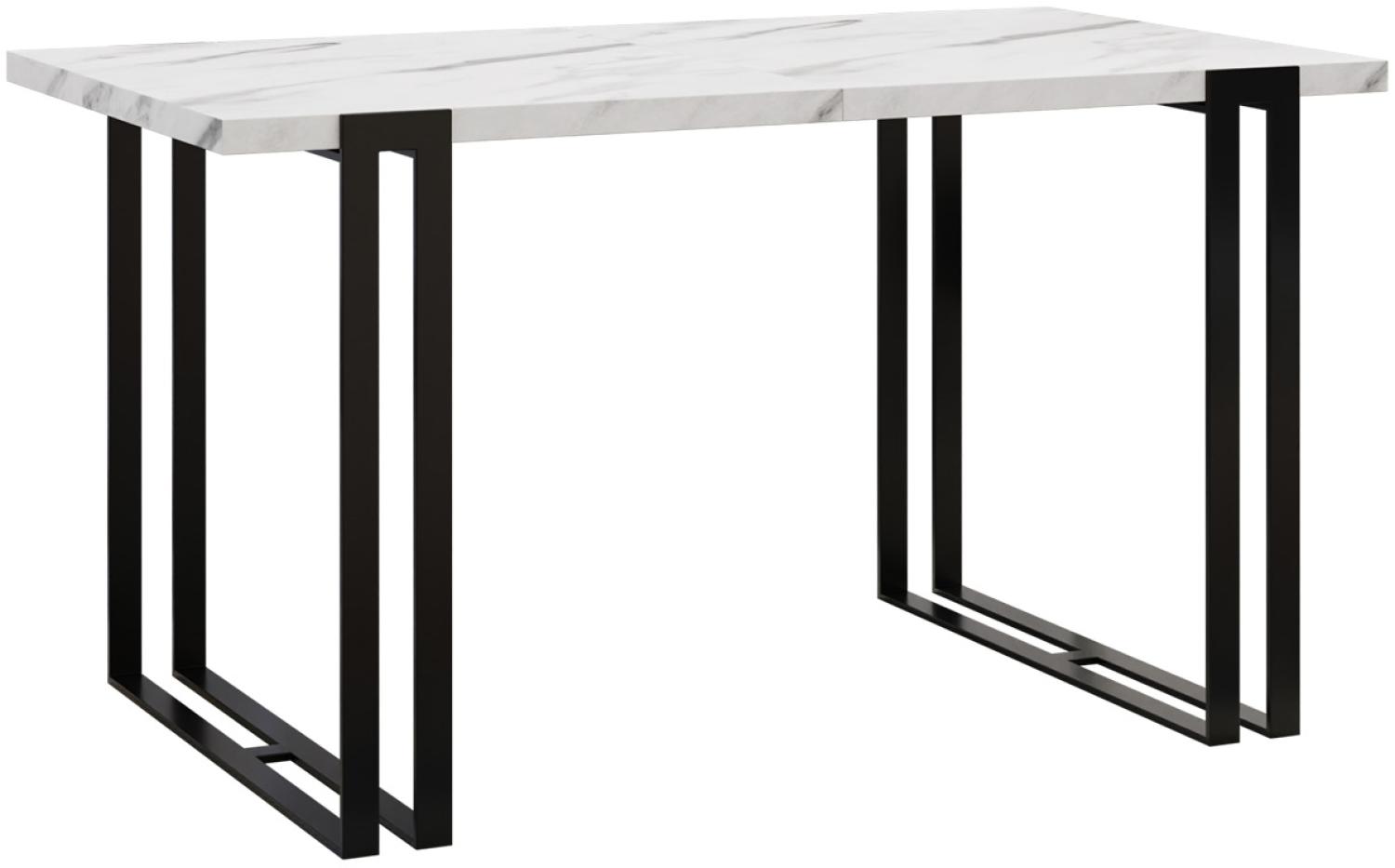 Ausziehbarer Tisch Husteo (Farbe: Schwarz / Bianco Marmor) Bild 1