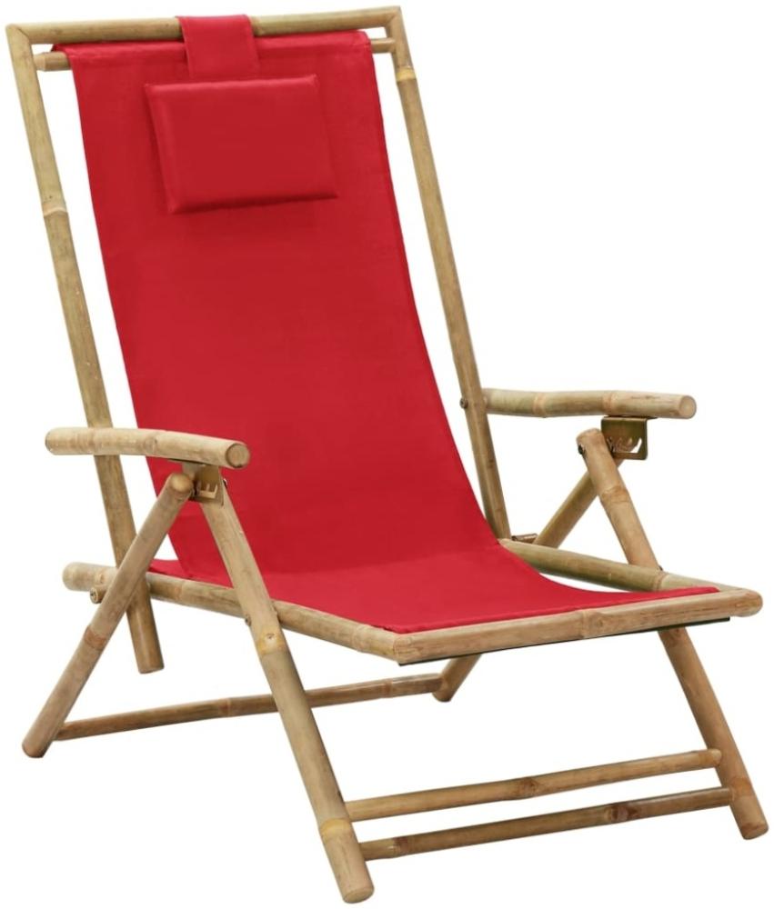 vidaXL Verstellbarer Relaxstuhl Rot Bambus und Stoff Bild 1