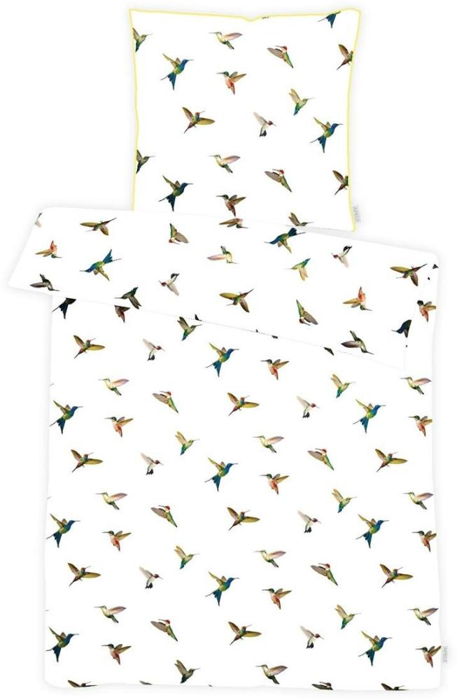 Apelt Mako-Satin Bettwäsche Kolibri weiß|155x220 cm + 80x80 cm Bild 1