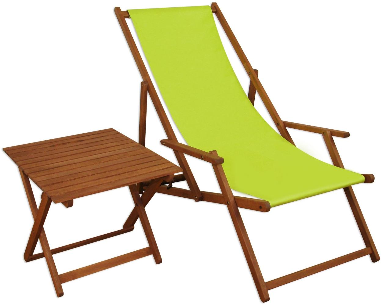 Gartenliege pistazie Sonnenliege Strandstuhl Relaxliege Tisch Buche dunkel klappbar 10-306T Bild 1