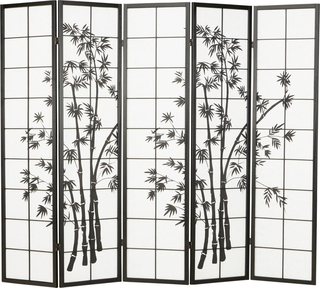 5tlg Paravent Raumteiler Trennwand Bambusmuster, 179 x 220 cm, schwarz Bild 1