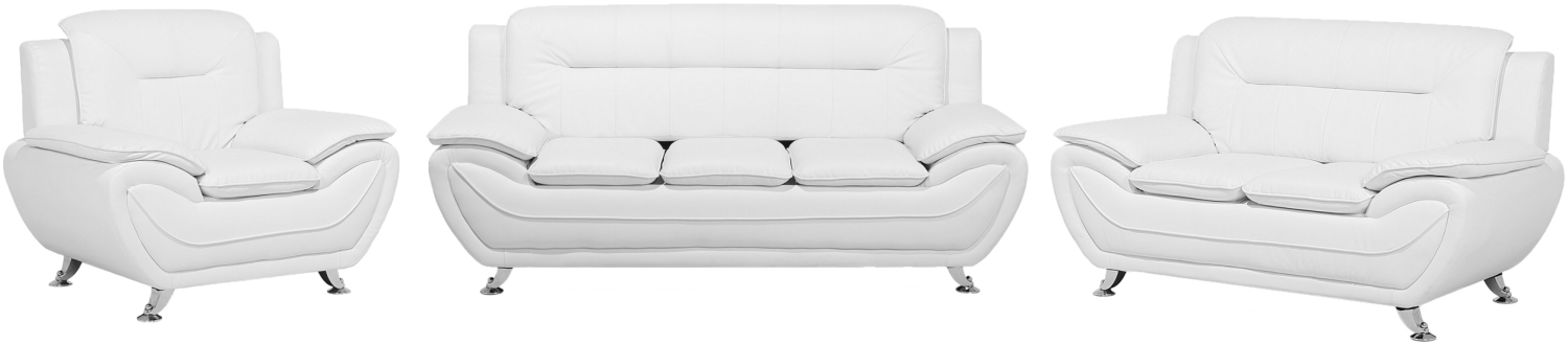 Sofa Set Kunstleder weiß 6-Sitzer LEIRA Bild 1