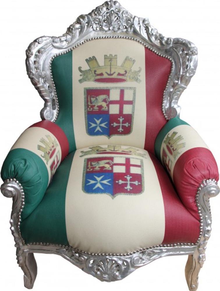 Casa Padrino Barock Sessel King Italien / Silber 85 x 85 x H. 120 cm - Barock Sessel im Italien Design Bild 1