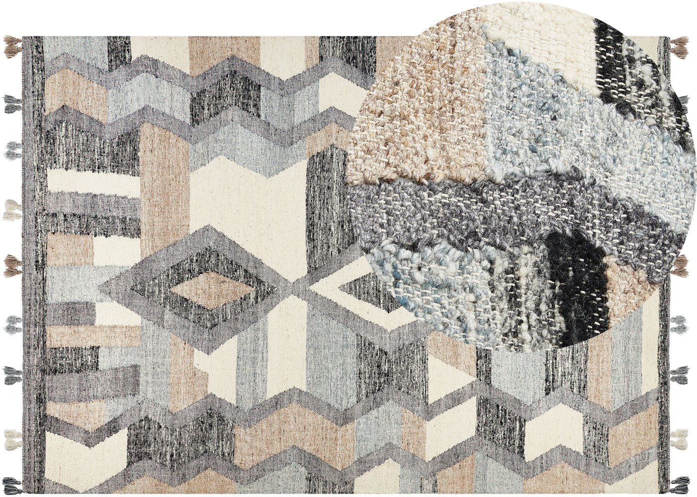 Kelim Teppich Wolle mehrfarbig 200 x 300 cm geometrisches Muster Kurzflor AYGEZARD Bild 1