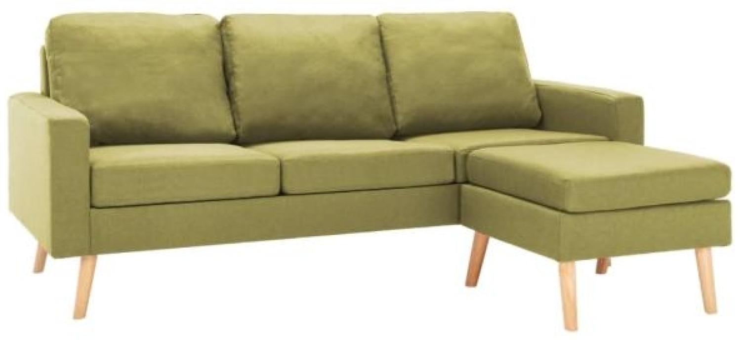 vidaXL 3-Sitzer-Sofa mit Hocker Grün Stoff Bild 1