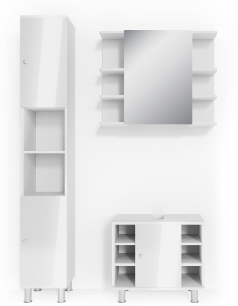 VICCO Badmöbel Set FYNN 3-teilig Weiß Hochglanz Bild 1