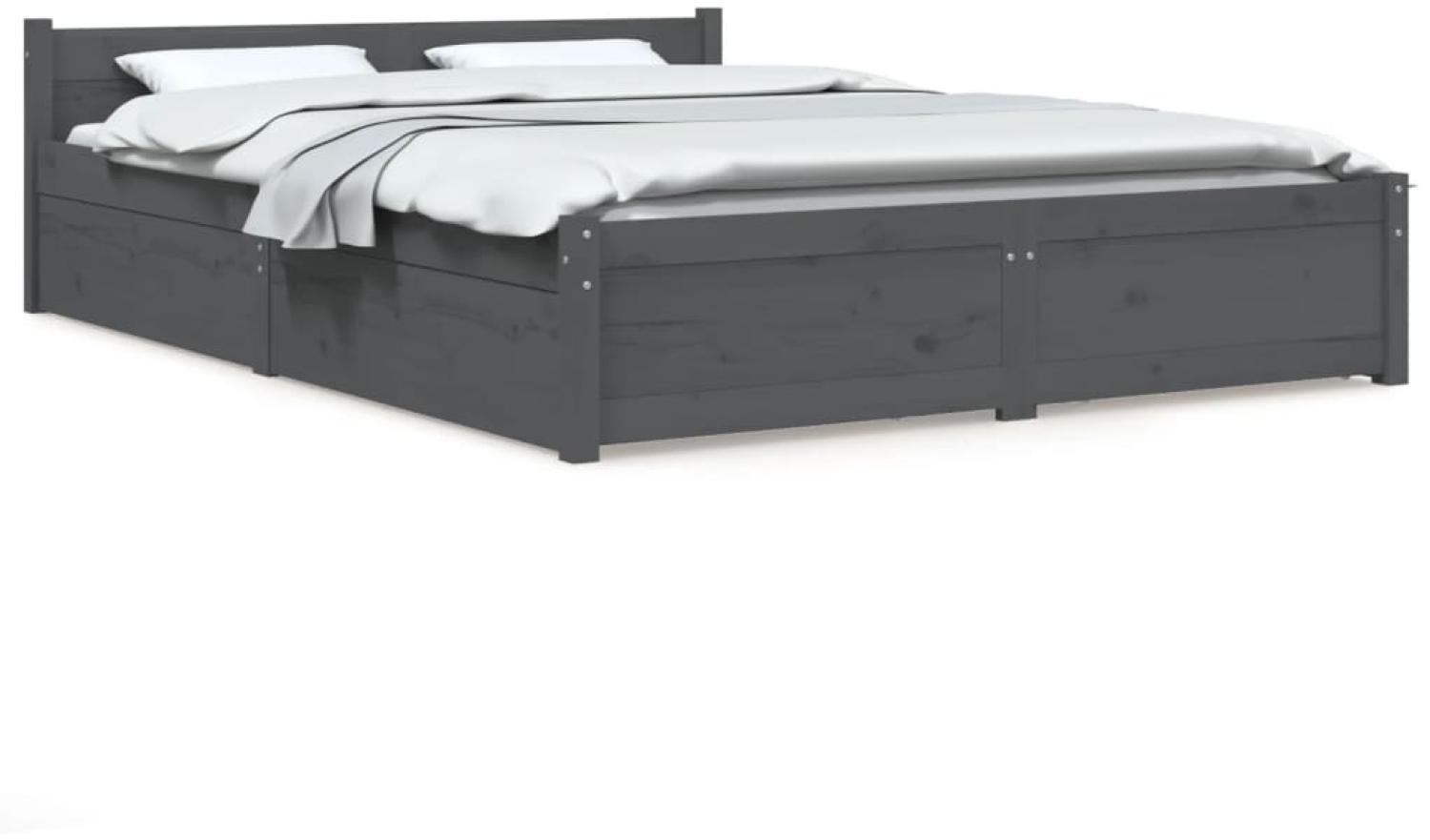 vidaXL Bett mit Schubladen Grau 140x200 cm [3103561] Bild 1