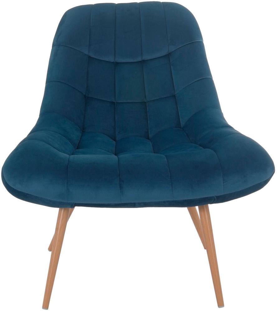 Sessel XXL Samt blau Holzoptik Relaxsessel Polstersessel Loungesessel Bild 1