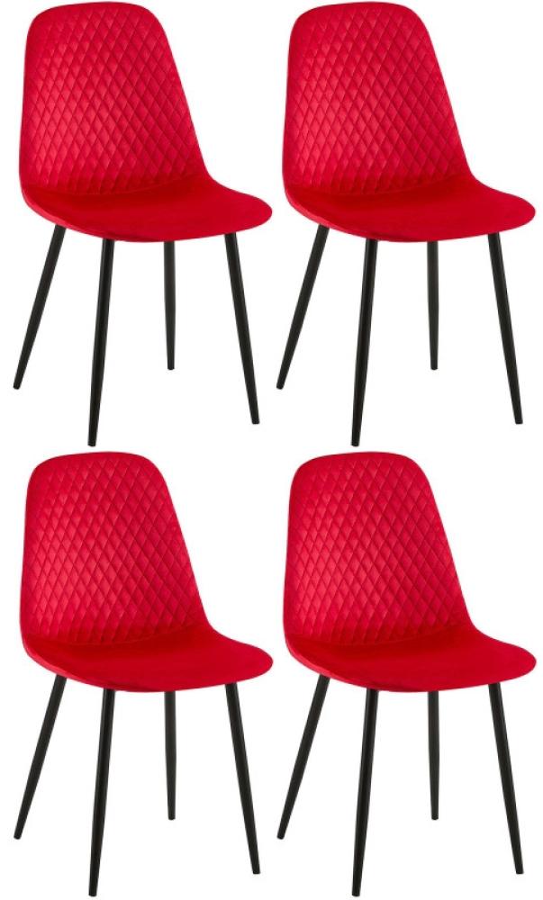 4er Set Stühle Giverny Samt (Farbe: rot) Bild 1