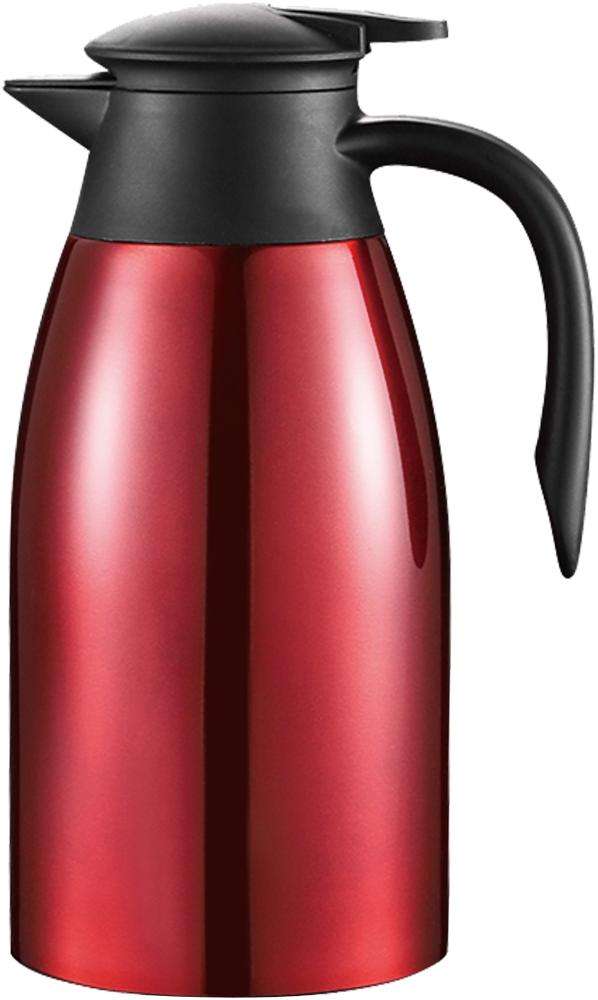 2L Edelstahl Thermoskanne Isolierkanne Thermosflasche Kaffeekanne Doppelwandig Rot Bild 1