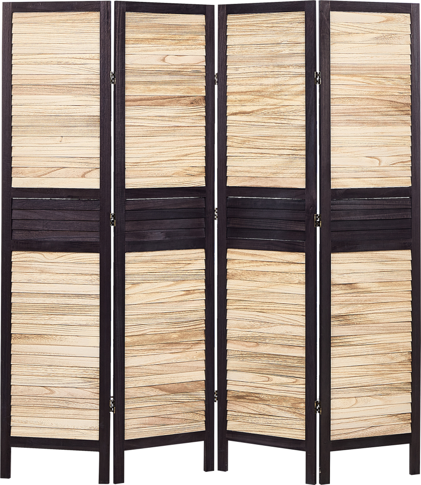 Raumteiler aus Holz 4-teilig heller Holzfarbton braun faltbar 170 x 164 cm BRENNERBAD Bild 1