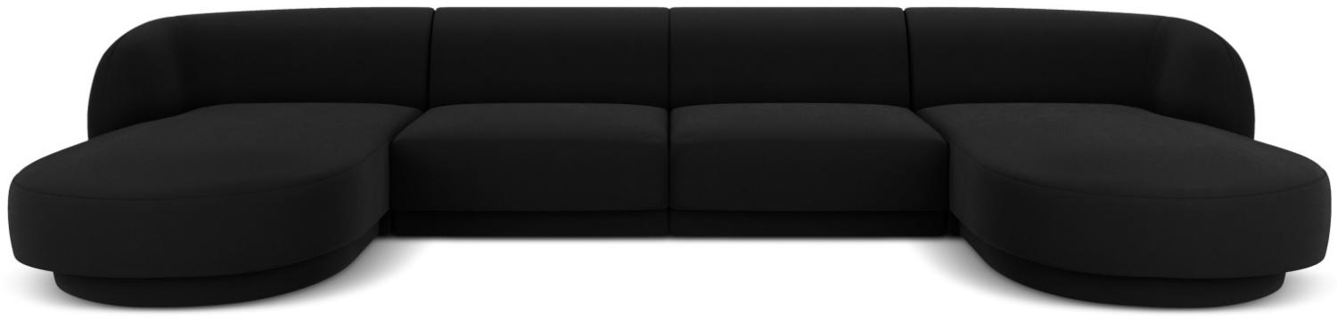 Micadoni 5-Sitzer Samtstoff Panorama Sofa Miley | Bezug Black | Beinfarbe Black Plastic Bild 1