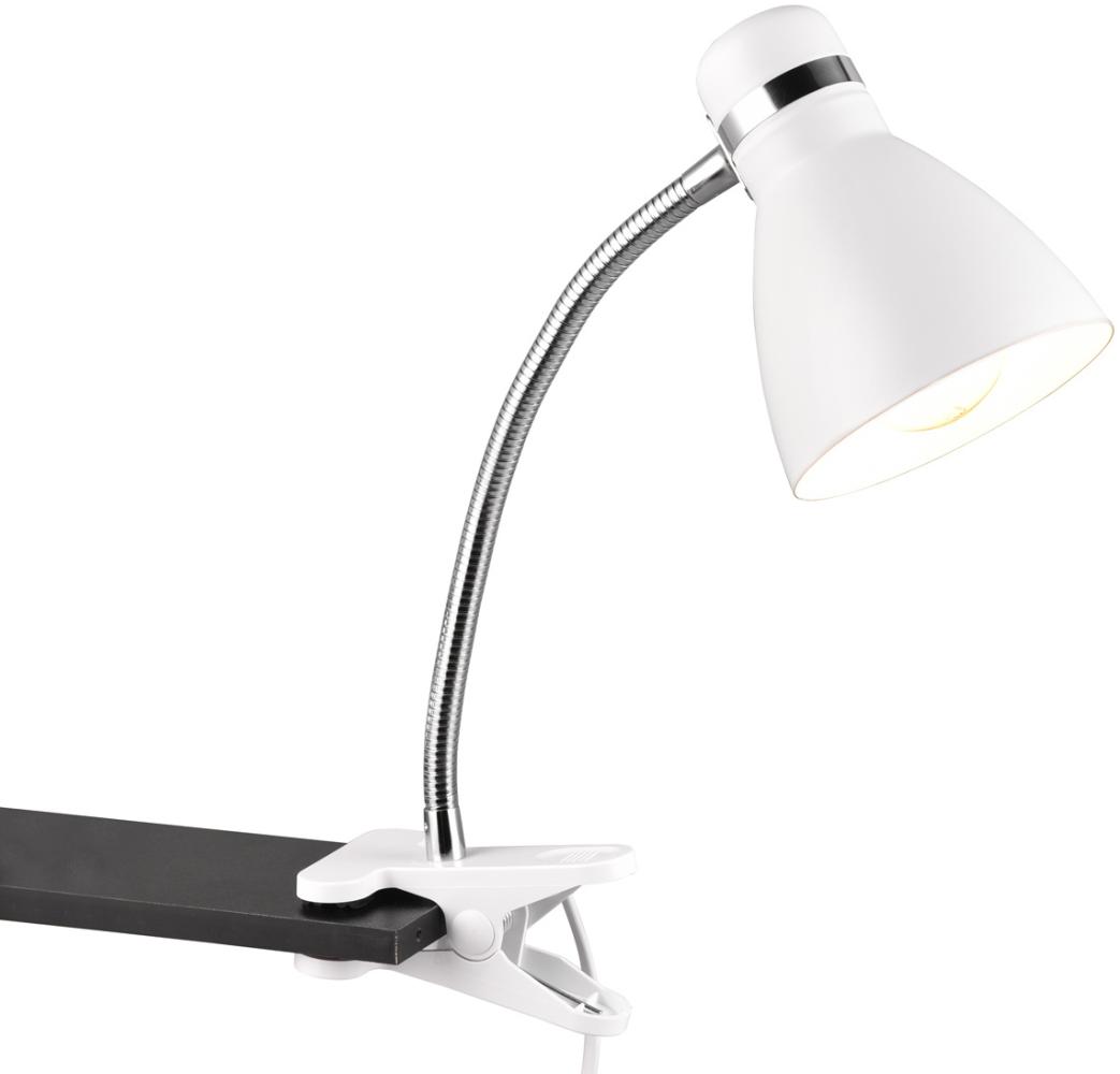 LED Klemmleuchte flexibel, Chrom & Metallschirm Weiß, 36cm Bild 1