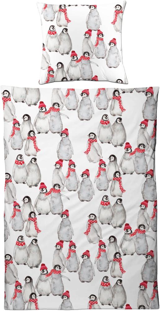 Biber Bettwäsche aus 100% Baumwolle - Pinguine 155 x 220 cm Bild 1