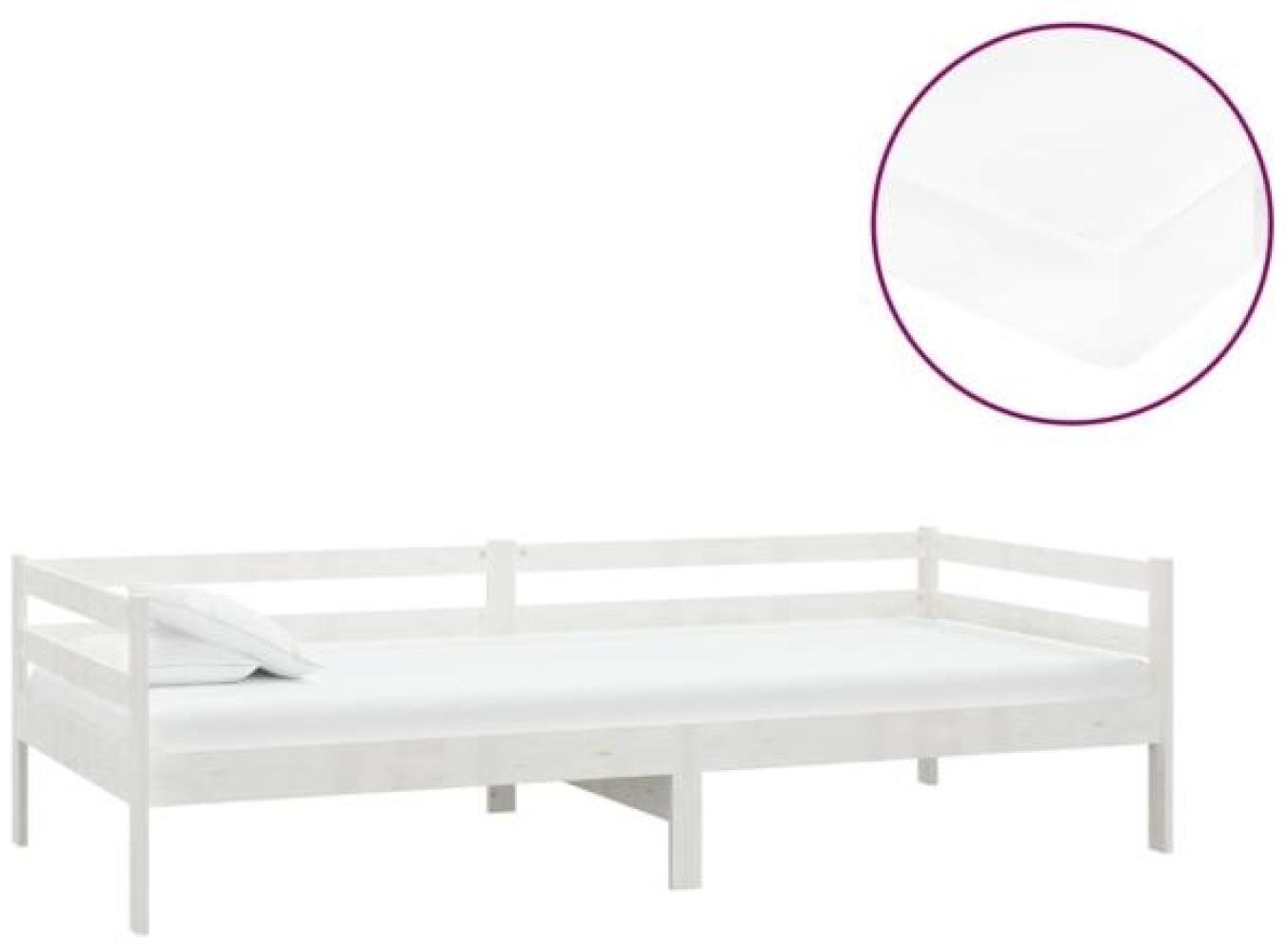 vidaXL Tagesbett mit Matratze 90x200 cm Weiß Kiefer Massivholz [3083575] Bild 1