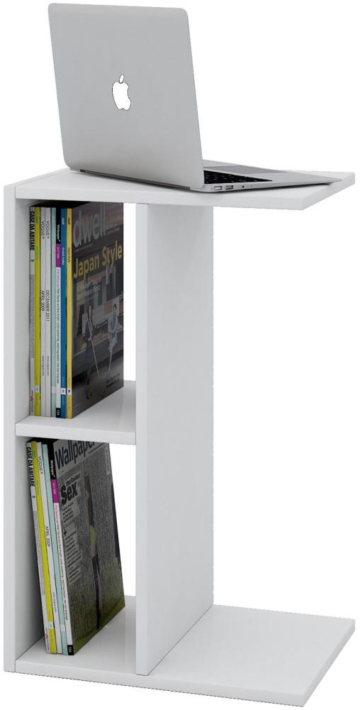 VCM Tisch Couchtisch Beistelltisch Sofatisch Nachtkonsole Nachttisch Zeitungsständer Weiß 60 x 45 x 40 cm "Nachto-Stand" Bild 1