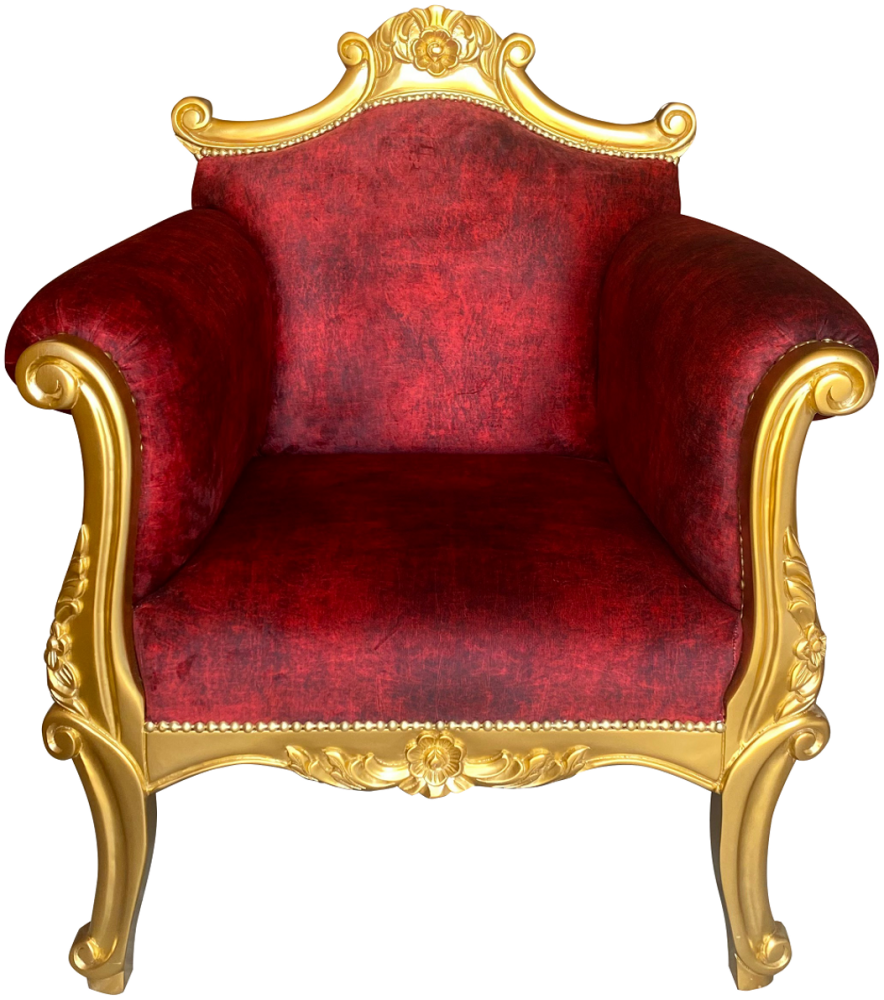 Casa Padrino Barock Sessel Rot / Gold - Handgefertigter Wohnzimmer Sessel im Barockstil - Barock Wohnzimmer Möbel Bild 1