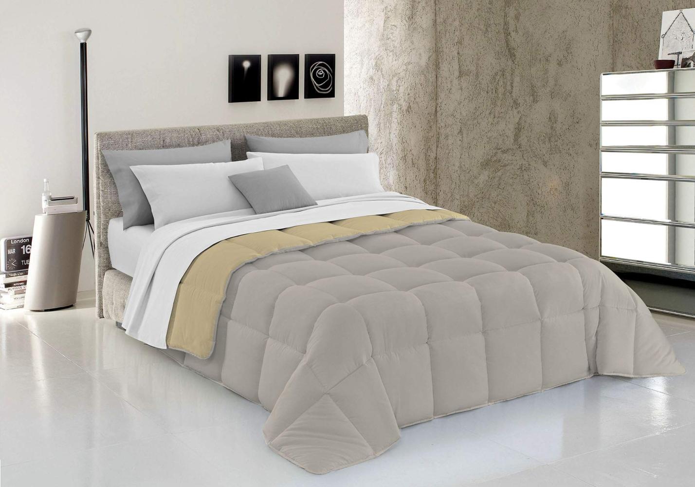 Italian Bed Linen Wintersteppdecke Elegant, Mikrofaser, Creme/Hellgrau, 170x260cm Bild 1