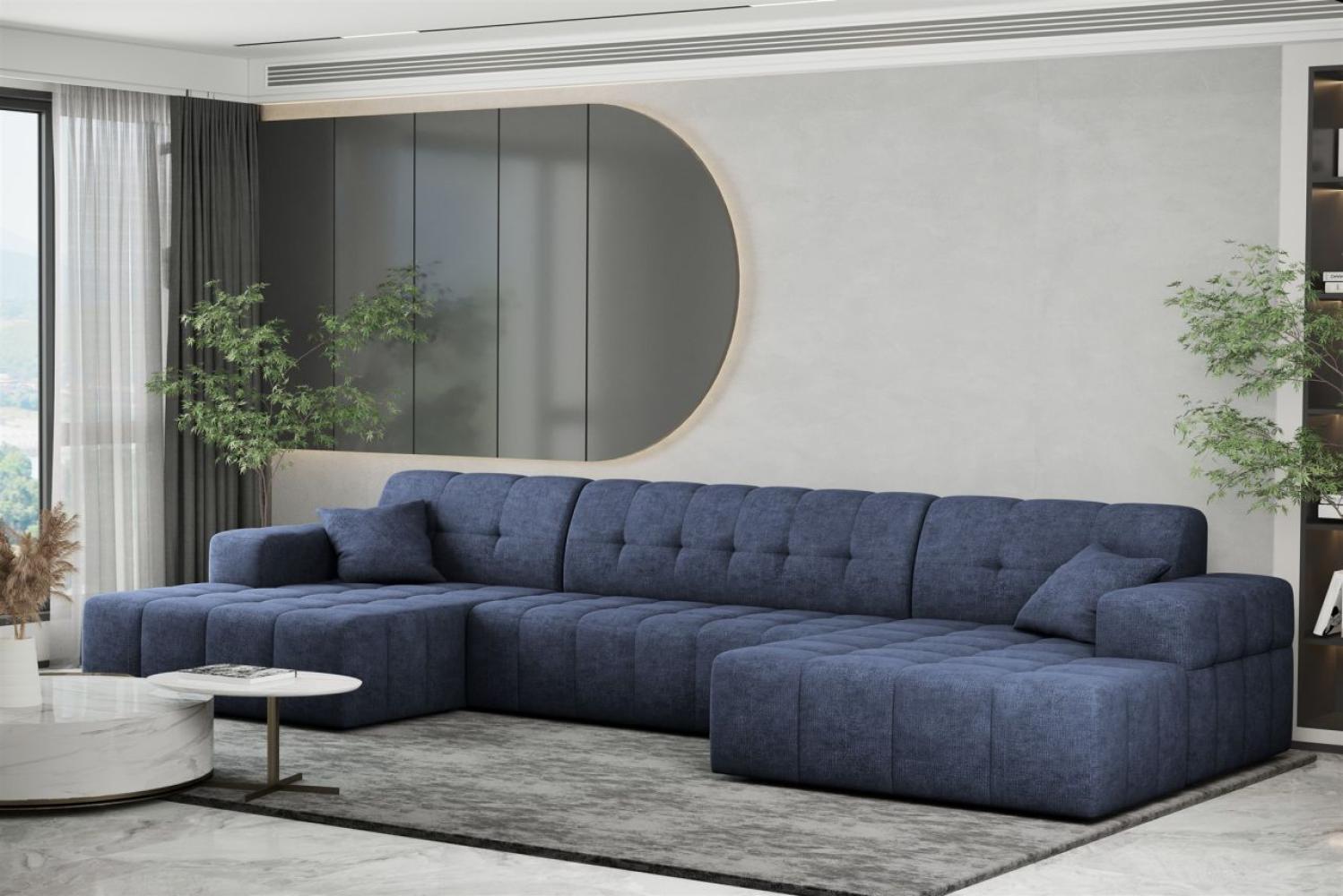 Wohnlandschaft Sofa U-Form NANCY in Stoff Perfekt Harmony Marineblau Bild 1