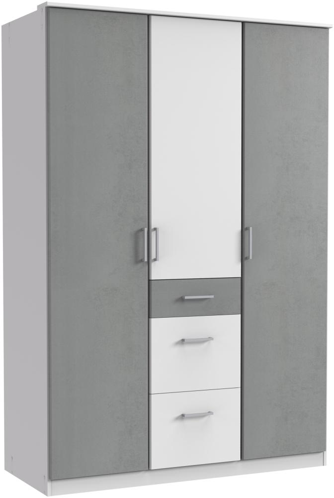 Kleiderschrank >Click< (B/H/T: 135x198x58 cm) in Weiß - 135x198x58cm (BxHxT) Bild 1