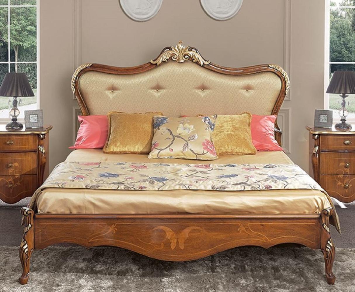 Casa Padrino Luxus Barock Doppelbett Gold / Braun / Gold - Prunkvolles Massivholz Bett im Barockstil - Barock Schlafzimmer & Hotel Möbel - Luxus Qualität - Made in Italy Bild 1